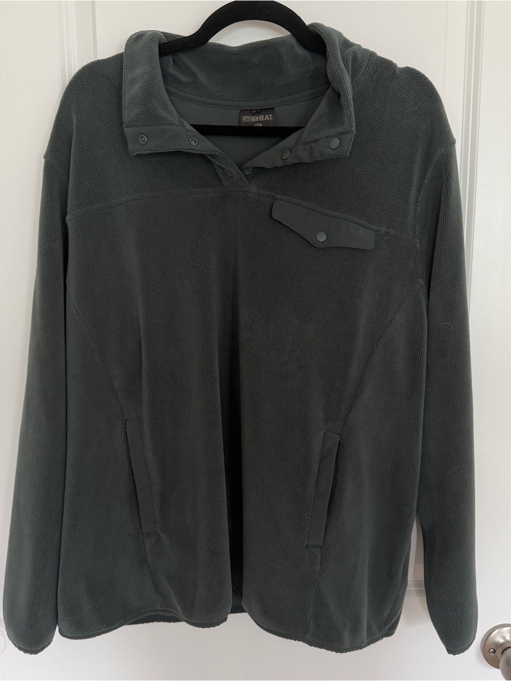 Forest Green Cozy Snap-Front Fleece Pullover